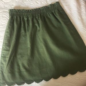 J Crew Olive Mini Skirt, Size 0